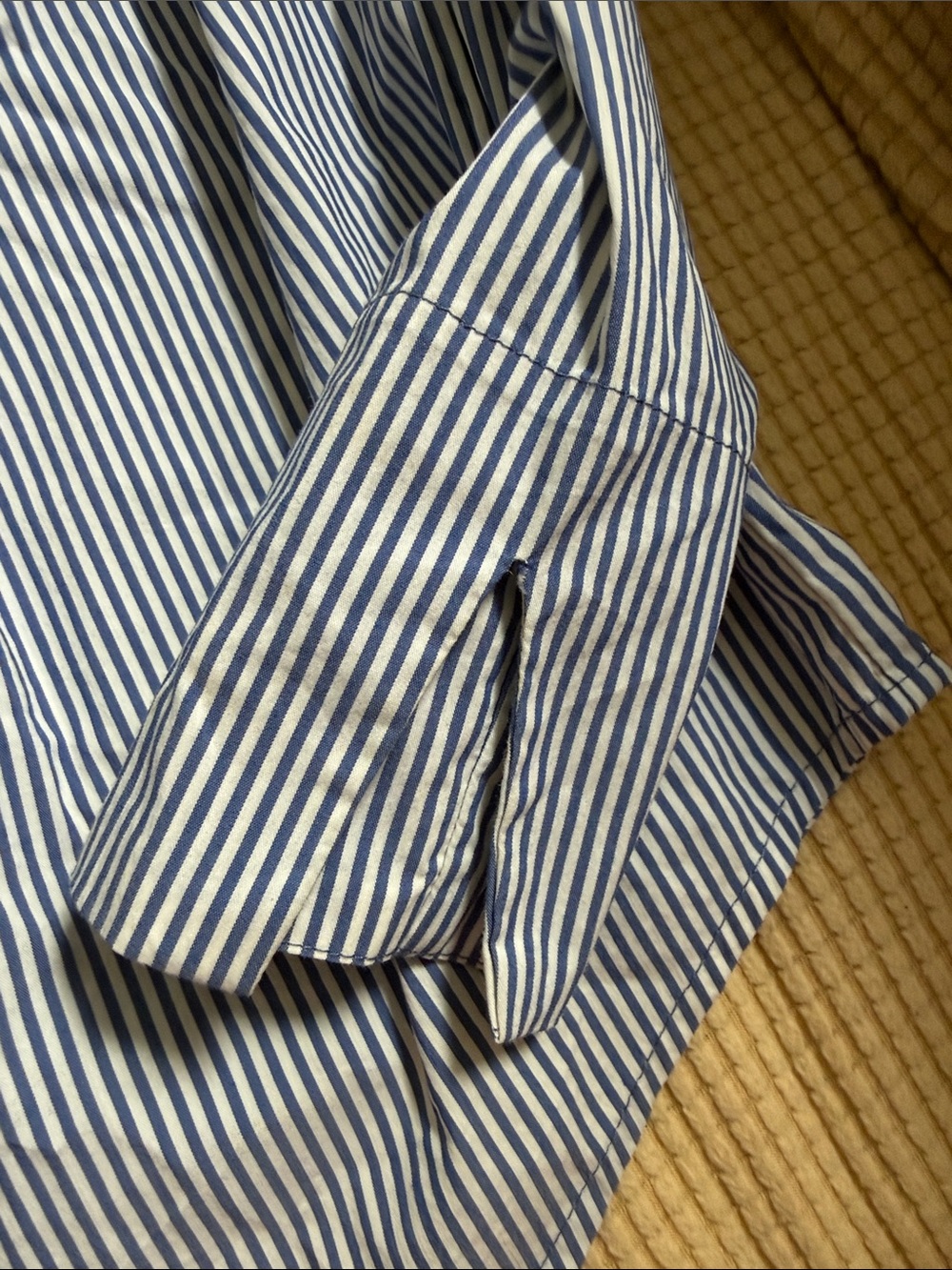 Philosophy Blue and White Striped Off-Shoulder Shirt - Picture 4 of 7